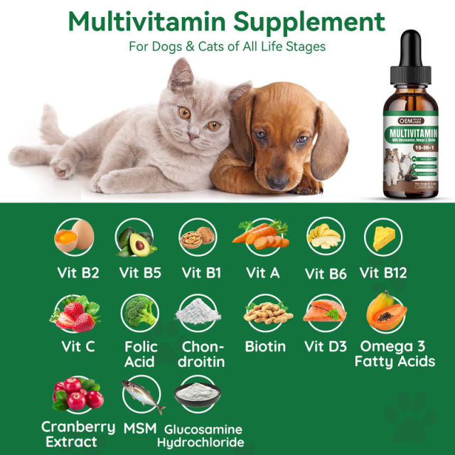 OEM Private Label 15-in-1 Multivitamin Liquid for Dogs Cats 60ml,MY SHOP,OEM Private Label 15-in-1 Multivitamin Liquid for Dogs Cats 60ml