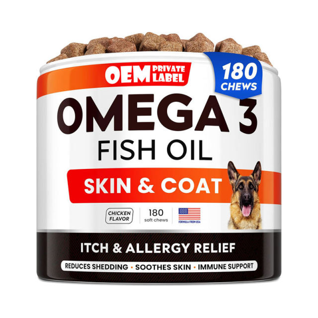 Omega-3 Fish Oil Soft Chews for Dogs Salmon Oil Skin Coat Support 180 Count,MY SHOP,Omega-3 Fish Oil Soft Chews for Dogs Salmon Oil Skin Coat Support 180 Count