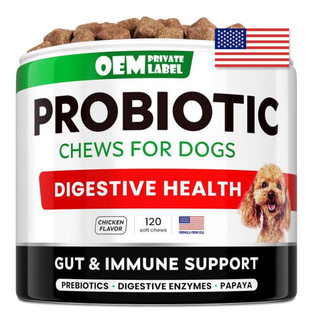 Probiotic Chews for Dogs Digestive Health 5 Strains Prebiotics Enzymes 120ct,MY SHOP,Probiotic Chews for Dogs Digestive Health 5 Strains Prebiotics Enzymes 120ct