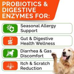 Probiotic Chews for Dogs Digestive Health 5 Strains Prebiotics Enzymes 120ct,MY SHOP,Probiotic Chews for Dogs Digestive Health 5 Strains Prebiotics Enzymes 120ct