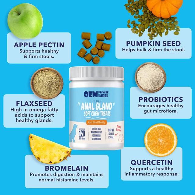 Private Label Anal Gland Health Chews for Dogs Pumpkin Seed Apple Pectin,MY SHOP,Private Label Anal Gland Health Chews for Dogs Pumpkin Seed Apple Pectin
