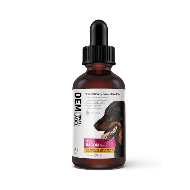 OEM Factory AM Formula Liquid Drops Pain Relief Joint Support Energy Boost Coat Condition Vital Organ Protection For All Pets Organic Bacon Flavor 60ml,MY SHOP,Private Label Manufacturer Restorative Pet Wellness Drops Scientifically Formulated Pain Relief Joint Support Inflammation Reduction Energy Boost Appetite Regulation Coat Condition Improvement Vital Organ Protection For Dogs Cats Exotic Animals All Ages O