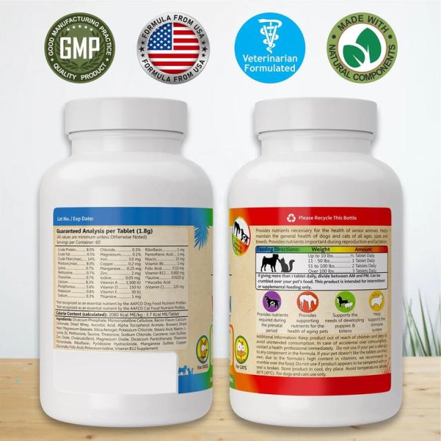 OEM Factory Multi Vitamin Daily Supplement For Dogs Cats Vitamins A C D E B Complex Minerals Amino Acids Folic Acid Supports Immune System Peak Condition Prenatal Reproduction Lactation Senior Health All Ages Breeds Sizes 60 Tablets 116g,MY SHOP,OEM Factory Multi Vitamin Daily Supplement For Dogs Cats Vitamins A C D E B Complex Minerals Amino Acids Folic Acid Supports Immune System Peak Condition Prenatal Reproduction Lactation Senior Health All Ages Breeds Sizes 60 Tablets 116g