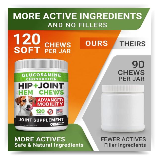 OEM Factory Hip Joint Hemp Chews For Dogs Glucosamine Chondroitin Advanced Mobility Formula Joint Pain Relief Lubricates Joints Inflammation Relief Immune Support Bacon Flavor 120 Soft Chews 360g,MY SHOP,OEM Factory Hip Joint Hemp Chews For Dogs Glucosamine Chondroitin Advanced Mobility Formula Joint Pain Relief Lubricates Joints Inflammation Relief Immune Support Bacon Flavor 120 Soft Chews 360g