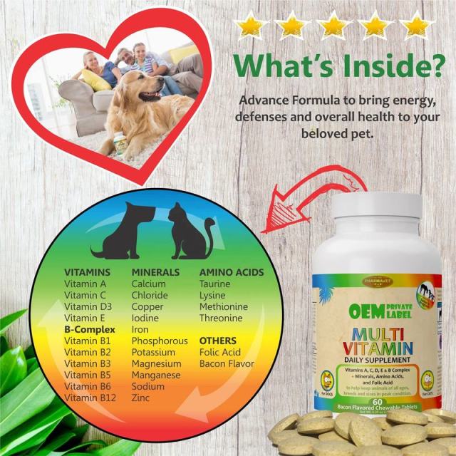 OEM Factory Multi Vitamin Daily Supplement For Dogs Cats Vitamins A C D E B Complex Minerals Amino Acids Folic Acid Supports Immune System Peak Condition Prenatal Reproduction Lactation Senior Health All Ages Breeds Sizes 60 Tablets 116g,MY SHOP,OEM Factory Multi Vitamin Daily Supplement For Dogs Cats Vitamins A C D E B Complex Minerals Amino Acids Folic Acid Supports Immune System Peak Condition Prenatal Reproduction Lactation Senior Health All Ages Breeds Sizes 60 Tablets 116g