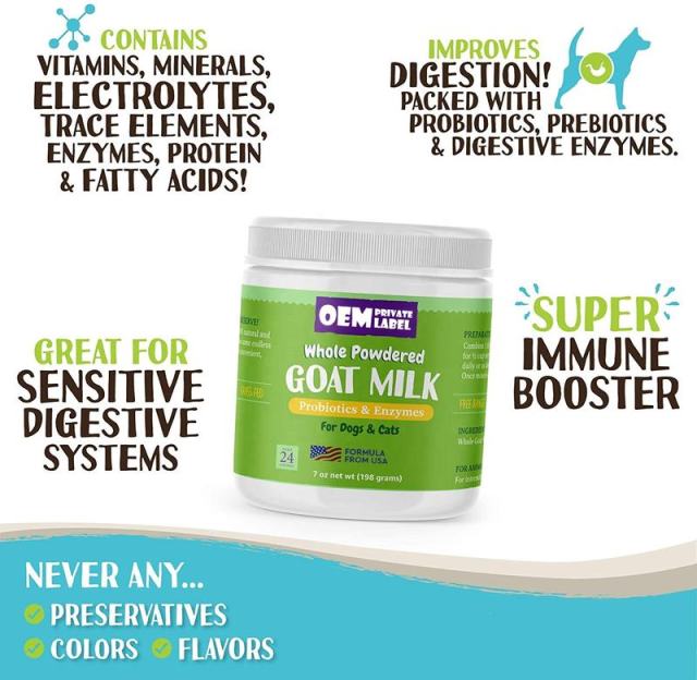 OEM Factory Whole Powdered Goat Milk For Dogs Cats Natural Probiotics Digestive Enzymes Raw Goat Milk Powder Lower Lactose Boosts Immunity Aids Digestion Alleviates Inflammation Healthy Skin Coat Helps Fight Allergies 7oz 198g Makes 96fl oz,MY SHOP,OEM Factory Whole Powdered Goat Milk For Dogs Cats Natural Probiotics Digestive Enzymes Raw Goat Milk Powder Lower Lactose Boosts Immunity Aids Digestion Alleviates Inflammation Healthy Skin Coat Helps Fight Allergies 7oz 198g Makes 96fl oz