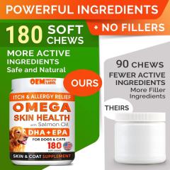 OEM Factory Omega Skin Health Soft Chews For Dogs Cats With Salmon Oil DHA EPA 24000mg Omega-3 6000mg Omega-6 Promotes Healthy Skin Coat Reduces Shedding Soothes Itching Joint Support Immune Health 180 Chews,MY SHOP,OEM Factory Omega Skin Health Soft Chews For Dogs Cats With Salmon Oil DHA EPA 24000mg Omega-3 6000mg Omega-6 Promotes Healthy Skin Coat Reduces Shedding Soothes Itching Joint Support Immune Health 180 Chews