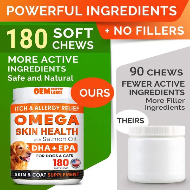OEM Factory Omega Skin Health Soft Chews For Dogs Cats With Salmon Oil DHA EPA 24000mg Omega-3 6000mg Omega-6 Promotes Healthy Skin Coat Reduces Shedding Soothes Itching Joint Support Immune Health 180 Chews,MY SHOP,OEM Factory Omega Skin Health Soft Chews For Dogs Cats With Salmon Oil DHA EPA 24000mg Omega-3 6000mg Omega-6 Promotes Healthy Skin Coat Reduces Shedding Soothes Itching Joint Support Immune Health 180 Chews