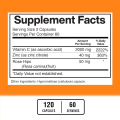 OEM Supplier Immune Support Vitamin C Capsules With Zinc And Rose Hips 2000mg Ascorbic Acid 40mg Zinc Citrate 50mg Rosa Canina Fruit Per Serving Promotes Immune Function Antioxidant Defense Skin Health Vegan Cellulose Capsules 120 Count,MY SHOP,OEM Supplier Immune Support Vitamin C Capsules With Zinc And Rose Hips 2000mg Ascorbic Acid 40mg Zinc Citrate 50mg Rosa Canina Fruit Per Serving Promotes Immune Function Antioxidant Defense Skin Health Vegan Cellulose Capsules 120 Count