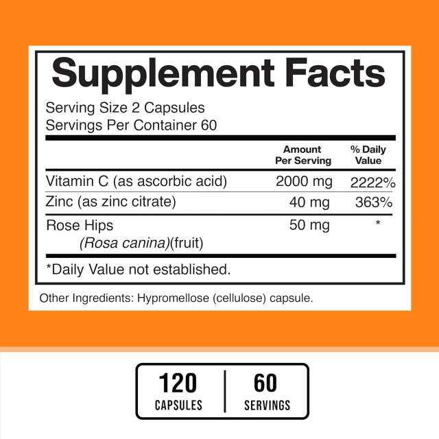 OEM Supplier Immune Support Vitamin C Capsules With Zinc And Rose Hips 2000mg Ascorbic Acid 40mg Zinc Citrate 50mg Rosa Canina Fruit Per Serving Promotes Immune Function Antioxidant Defense Skin Health Vegan Cellulose Capsules 120 Count,MY SHOP,OEM Supplier Immune Support Vitamin C Capsules With Zinc And Rose Hips 2000mg Ascorbic Acid 40mg Zinc Citrate 50mg Rosa Canina Fruit Per Serving Promotes Immune Function Antioxidant Defense Skin Health Vegan Cellulose Capsules 120 Count
