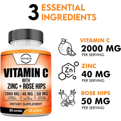 OEM Supplier Immune Support Vitamin C Capsules With Zinc And Rose Hips 2000mg Ascorbic Acid 40mg Zinc Citrate 50mg Rosa Canina Fruit Per Serving Promotes Immune Function Antioxidant Defense Skin Health Vegan Cellulose Capsules 120 Count,MY SHOP,OEM Supplier Immune Support Vitamin C Capsules With Zinc And Rose Hips 2000mg Ascorbic Acid 40mg Zinc Citrate 50mg Rosa Canina Fruit Per Serving Promotes Immune Function Antioxidant Defense Skin Health Vegan Cellulose Capsules 120 Count