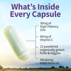 OEM Factory Whole Food Zinc Capsules 30mg High Potency With Vitamin C 60mg 23 Organic Fruits Veggies Blend Alkalizing Trace Minerals Skin Health Immune System Support No Artificial Fillers Vegan 60 Capsules,MY SHOP,OEM Factory Whole Food Zinc Capsules 30mg High Potency With Vitamin C 60mg 23 Organic Fruits Veggies Blend Alkalizing Trace Minerals Skin Health Immune System Support No Artificial Fillers Vegan 60 Capsules
