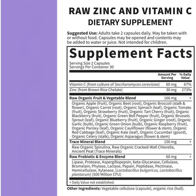 OEM Factory Whole Food Zinc Capsules 30mg High Potency With Vitamin C 60mg 23 Organic Fruits Veggies Blend Alkalizing Trace Minerals Skin Health Immune System Support No Artificial Fillers Vegan 60 Capsules,MY SHOP,OEM Factory Whole Food Zinc Capsules 30mg High Potency With Vitamin C 60mg 23 Organic Fruits Veggies Blend Alkalizing Trace Minerals Skin Health Immune System Support No Artificial Fillers Vegan 60 Capsules