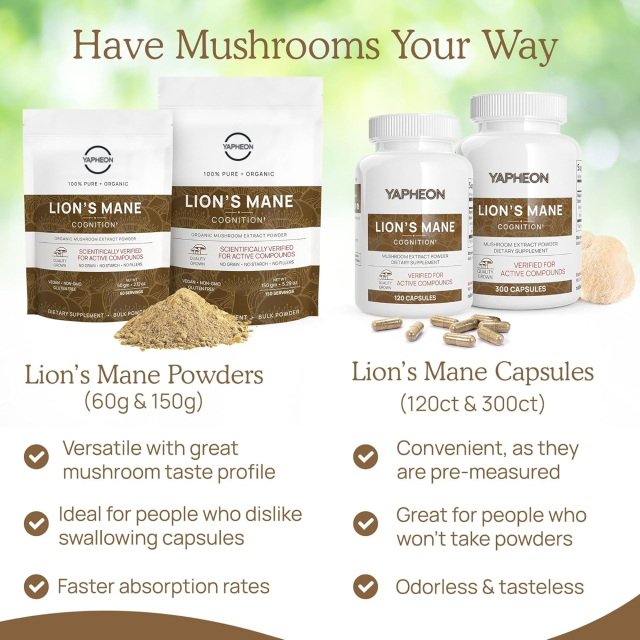 OEM Factory Organic Lion's Mane Mushroom Extract Capsules 1000mg Per Serving 300mg Beta Glucans Cognitive Memory Focus Nerve Health Brain Support No Fillers Vegan Non-GMO Gluten Free 300 Count,MY SHOP,OEM Factory Organic Lion's Mane Mushroom Extract Capsules 1000mg Per Serving 300mg Beta Glucans Cognitive Memory Focus Nerve Health Brain Support No Fillers Vegan Non-GMO Gluten Free 300 Count