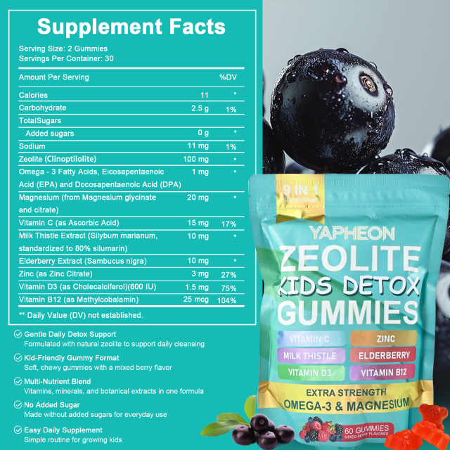 Private Label Manufacturer Kids Detox Gummies Zeolite Formula With Vitamin C Zinc Milk Thistle Elderberry D3 B12 Magnesium Gentle Effective Daily Cleansing Support Kid-Friendly Mixed Berry Flavor No Added Sugar 60 Count,MY SHOP,Private Label Manufacturer Kids Detox Gummies Zeolite Formula With Vitamin C Zinc Milk Thistle Elderberry D3 B12 Magnesium Gentle Effective Daily Cleansing Support Kid-Friendly Mixed Berry Flavor No Added Sugar 60 Count