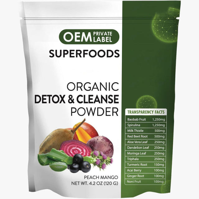 OEM Factory Organic Detox Cleanse Powder Peach Mango Flavor Baobab Fruit 1250mg Spirulina 1250mg Milk Thistle Red Beet Root Aloe Vera Dandelion Moringa Triphala Turmeric Acai Ginger Noni Antioxidants Electrolytes Chlorophyll Phycocyanin 15 Servings 120g,MY SHOP,OEM Factory Organic Detox Cleanse Powder Peach Mango Flavor Baobab Fruit 1250mg Spirulina 1250mg Milk Thistle Red Beet Root Aloe Vera Dandelion Moringa Triphala Turmeric Acai Ginger Noni Antioxidants Electrolytes Chlorophyll Phycocyanin 15 Servings 120g