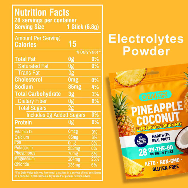 Private Label Manufacturer Electrolyte Hydration Powder Sticks Pineapple Coconut Flavor No Added Sugar Made With Real Fruit On-The-Go Sticks Keto Non-GMO Gluten Free Electrolyte Blend 28 Count 6.8g Per Stick,MY SHOP,Private Label Manufacturer Electrolyte Hydration Powder Sticks Pineapple Coconut Flavor No Added Sugar Made With Real Fruit On-The-Go Sticks Keto Non-GMO Gluten Free Electrolyte Blend 28 Count 6.8g Per Stick