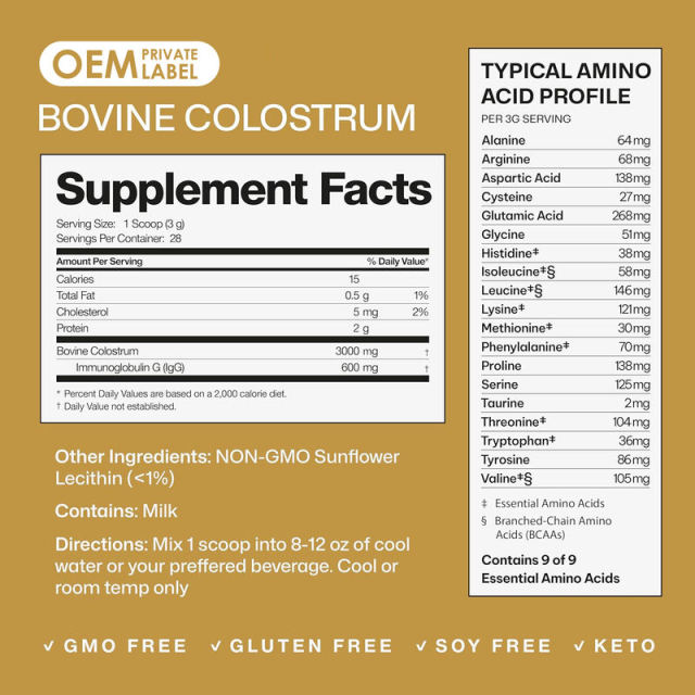 OEM Factory Grass-Fed Bovine Colostrum Powder Unflavored 3000mg Per Serving IgG Rich 9 Essential Amino Acids BCAAs Supports Immune System Gut Health Muscle Recovery Hair Skin Nails Hormone Free GMO Free Gluten Free Soy Free Keto 84g 28 Servings,MY SHOP,OEM Factory Grass-Fed Bovine Colostrum Powder Unflavored 3000mg Per Serving IgG Rich 9 Essential Amino Acids BCAAs Supports Immune System Gut Health Muscle Recovery Hair Skin Nails Hormone Free GMO Free Gluten Free Soy Free Keto 84g 28 Servings