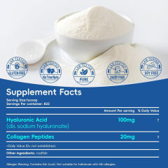 OEM Factory Hyaluronic Acid Powder With Collagen Peptides 100mg Hyaluronic Acid Per Serving 20mg Collagen Peptides 2X Hydration Formula Supports Dry Skin Dry Hair Skin Sagging Wrinkles Joint Health Gluten Free Dairy Free Soy Free 100g 833 Servings,MY SHOP,OEM Factory Hyaluronic Acid Powder With Collagen Peptides 100mg Hyaluronic Acid Per Serving 20mg Collagen Peptides 2X Hydration Formula Supports Dry Skin Dry Hair Skin Sagging Wrinkles Joint Health Gluten Free Dairy Free Soy Free 100g 833 Servings