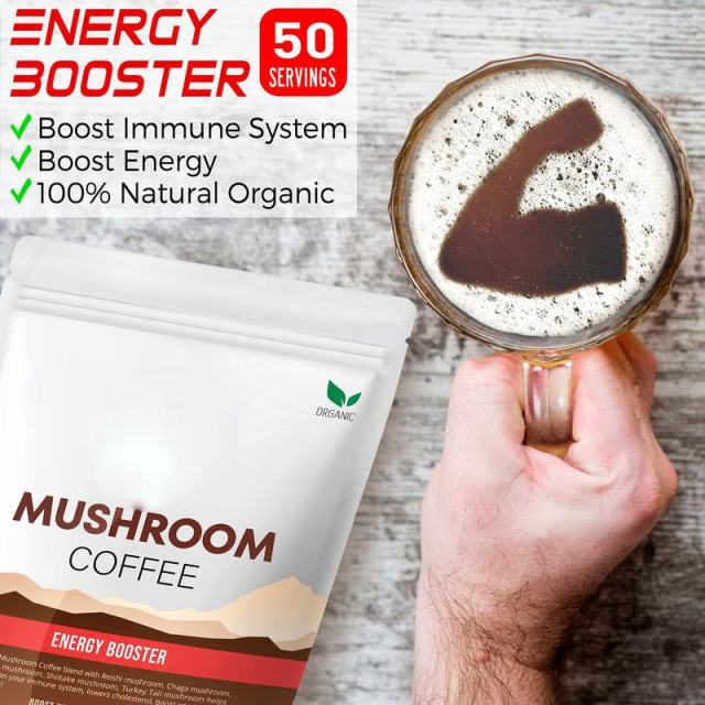 OEM Factory Organic Mushroom Coffee Energy Booster Reishi Chaga Maitake Shiitake Turkey Tail Mushrooms Arabica Instant Coffee Strengthens Immune System Boosts Energy Lowers Cholesterol 50 Servings 100g,MY SHOP,OEM Factory Organic Mushroom Coffee Energy Booster Reishi Chaga Maitake Shiitake Turkey Tail Mushrooms Arabica Instant Coffee Strengthens Immune System Boosts Energy Lowers Cholesterol 50 Servings 100g