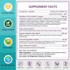 OEM Factory 5-in-1 Probiotic 100 Billion CFU 30+ Strains Delayed Release Prebiotic Fiber Colon Cleanse Green Tea Apple Cider Vinegar Fruit Vegetable Complex Vitamin B Gut Health 180 Veggie Capsules,MY SHOP,OEM Factory 5-in-1 Probiotic 100 Billion CFU 30+ Strains Delayed Release Prebiotic Fiber Colon Cleanse Green Tea Apple Cider Vinegar Fruit Vegetable Complex Vitamin B Gut Health 180 Veggie Capsules