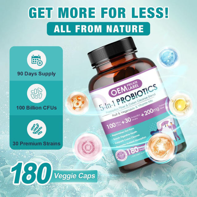 OEM Factory 5-in-1 Probiotic 100 Billion CFU 30+ Strains Delayed Release Prebiotic Fiber Colon Cleanse Green Tea Apple Cider Vinegar Fruit Vegetable Complex Vitamin B Gut Health 180 Veggie Capsules,MY SHOP,OEM Factory 5-in-1 Probiotic 100 Billion CFU 30+ Strains Delayed Release Prebiotic Fiber Colon Cleanse Green Tea Apple Cider Vinegar Fruit Vegetable Complex Vitamin B Gut Health 180 Veggie Capsules