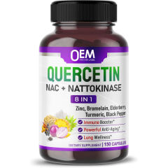 OEM Factory Quercetin NAC Nattokinase 8-in-1 Capsules With Bromelain Zinc Elderberry Turmeric Black Pepper Immune Booster Respiratory Support Lung Wellness Anti-Aging Circulatory Health Cognitive Function 150 Capsules,MY SHOP,OEM Factory Quercetin NAC Nattokinase 8-in-1 Capsules With Bromelain Zinc Elderberry Turmeric Black Pepper Immune Booster Respiratory Support Lung Wellness Anti-Aging Circulatory Health Cognitive Function 150 Capsules
