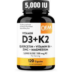 Wholesale OEM Vitamin D3 K2 Complex 5000IU D3 120mcg K2 Quercetin B6 Zinc Magnesium Practitioner Formulated Third Party Lab Tested Gluten Dairy Free Supports Immune Bone Cardiovascular Health 120 Capsules,MY SHOP,Wholesale OEM Vitamin D3 K2 Complex 5000IU D3 120mcg K2 Quercetin B6 Zinc Magnesium Practitioner Formulated Third Party Lab Tested Gluten Dairy Free Supports Immune Bone Cardiovascular Health 120 Capsules