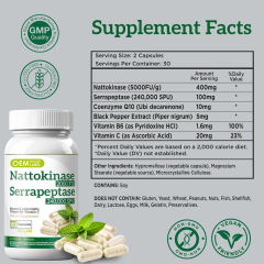 OEM Factory Nattokinase Serrapeptase Capsules 2000FU Nattokinase 240000SPU Serrapeptase With CoQ10 10mg Vitamin B6 1.6mg Vitamin C 20mg Black Pepper Extract Cardiovascular Support Healthy Enzymes Vegan 60 Capsules,MY SHOP,OEM Factory Nattokinase Serrapeptase Capsules 2000FU Nattokinase 240000SPU Serrapeptase With CoQ10 10mg Vitamin B6 1.6mg Vitamin C 20mg Black Pepper Extract Cardiovascular Support Healthy Enzymes Vegan 60 Capsules
