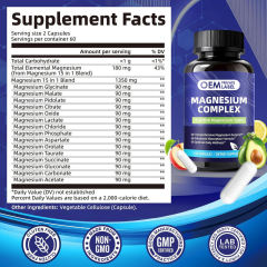 OEM Factory 15-in-1 Magnesium Complex 1350mg Per Serving 180mg Elemental Magnesium 15 Active Forms Glycinate Malate Pidolate Citrate Oxide Lactate Chloride Phosphate Aspartate Orotate Taurate Succinate Gluconate Carbonate Acetate 120 Capsules,MY SHOP,OEM Factory 15-in-1 Magnesium Complex 1350mg Per Serving 180mg Elemental Magnesium 15 Active Forms Glycinate Malate Pidolate Citrate Oxide Lactate Chloride Phosphate Aspartate Orotate Taurate Succinate Gluconate Carbonate Acetate 120 Capsules