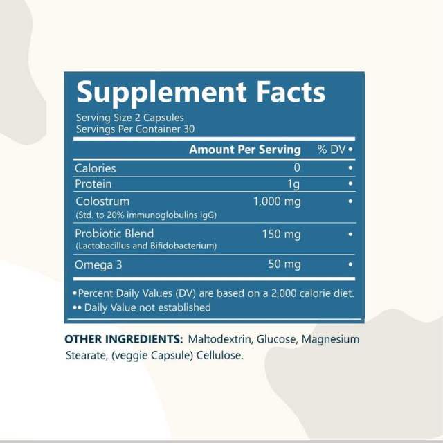 OEM Factory Bovine Colostrum Capsules 1200mg Per Serving With Probiotic Blend Lactobacillus Bifidobacterium Omega-3 50mg Std 20% Immunoglobulins IgG Supports Hair Skin Nails Gut Health Energy Immune System 60 Capsules,MY SHOP,OEM Factory Bovine Colostrum Capsules 1200mg Per Serving With Probiotic Blend Lactobacillus Bifidobacterium Omega-3 50mg Std 20% Immunoglobulins IgG Supports Hair Skin Nails Gut Health Energy Immune System 60 Capsules