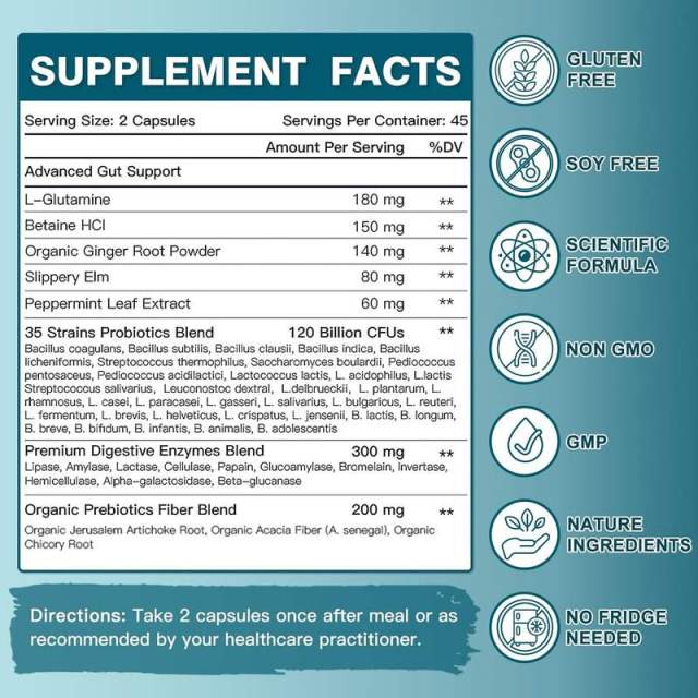 Private Label Manufacturer Complete Probiotic 120 Billion CFU 35 Strains Plus Digestive Enzymes Lipase Amylase Lactase Cellulase Papain Advanced Gut Support L-Glutamine Betaine Ginger Slippery Elm Peppermint Organic Prebiotics 90 Veggie Capsules,MY SHOP,Private Label Manufacturer Complete Probiotic 120 Billion CFU 35 Strains Plus Digestive Enzymes Lipase Amylase Lactase Cellulase Papain Advanced Gut Support L-Glutamine Betaine Ginger Slippery Elm Peppermint Organic Prebiotics 90 Veggie Capsules
