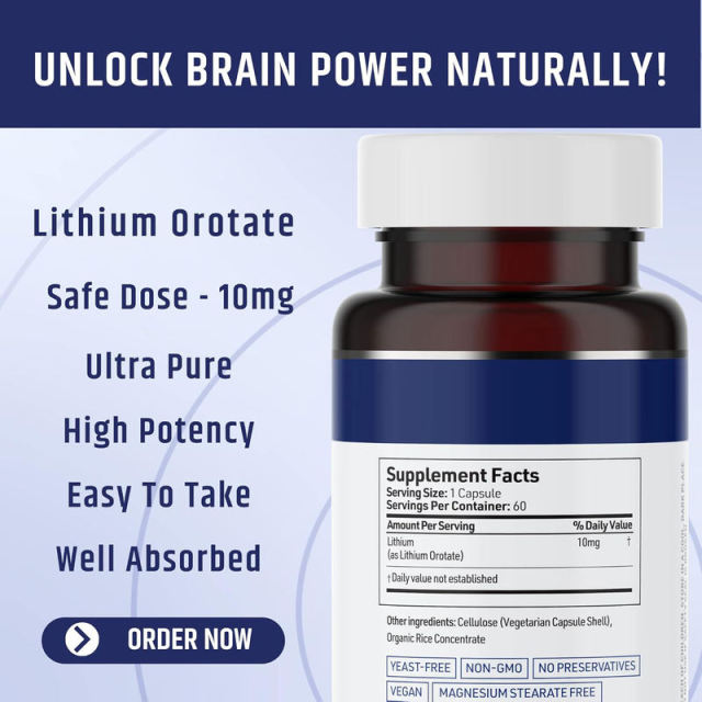 OEM Factory Lithium Orotate Capsules 10mg Per Serving Ultra Pure High Potency Trace Mineral Brain Health Mood Balance Cognitive Function Nervous System Support Vegetarian Yeast Free Non-GMO No Preservatives 60 Capsules,MY SHOP,OEM Factory Lithium Orotate Capsules 10mg Per Serving Ultra Pure High Potency Trace Mineral Brain Health Mood Balance Cognitive Function Nervous System Support Vegetarian Yeast Free Non-GMO No Preservatives 60 Capsules