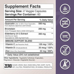 OEM Factory Quercetin Capsules 500mg With Bromelain 200mg Elderberry 300mg Vitamin C 120mg D3 25mcg Zinc 22mg Advanced Allergy Immune Complex Supports Healthy Seasonal Immune Function 120 Veggie Capsules,MY SHOP,OEM Factory Quercetin Capsules 500mg With Bromelain 200mg Elderberry 300mg Vitamin C 120mg D3 25mcg Zinc 22mg Advanced Allergy Immune Complex Supports Healthy Seasonal Immune Function 120 Veggie Capsules