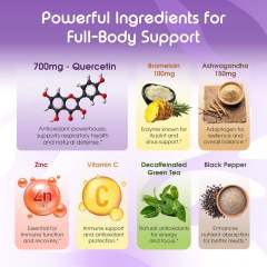 OEM Factory 7-in-1 Quercetin Formula 700mg With Bromelain 100mg Ashwagandha 150mg Zinc Vitamin C Green Tea Black Pepper 3x Higher Absorption Energy Strength Cardiovascular Immune Support 60 Capsules,MY SHOP,OEM Factory 7-in-1 Quercetin Formula 700mg With Bromelain 100mg Ashwagandha 150mg Zinc Vitamin C Green Tea Black Pepper 3x Higher Absorption Energy Strength Cardiovascular Immune Support 60 Capsules