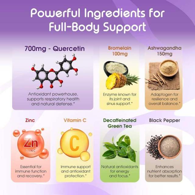 OEM Factory 7-in-1 Quercetin Formula 700mg With Bromelain 100mg Ashwagandha 150mg Zinc Vitamin C Green Tea Black Pepper 3x Higher Absorption Energy Strength Cardiovascular Immune Support 60 Capsules,MY SHOP,OEM Factory 7-in-1 Quercetin Formula 700mg With Bromelain 100mg Ashwagandha 150mg Zinc Vitamin C Green Tea Black Pepper 3x Higher Absorption Energy Strength Cardiovascular Immune Support 60 Capsules