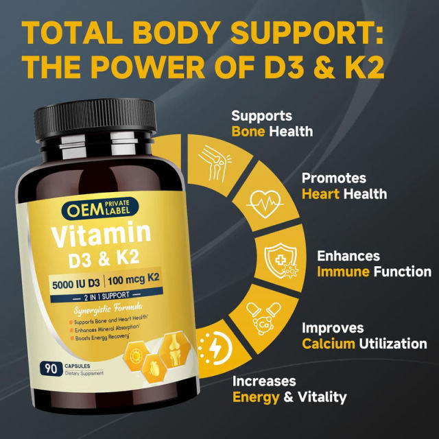 OEM Factory Vitamin D3 K2 Capsules 5000IU D3 100mcg K2 MK-7 With Zinc 2mg Boron 2mg MCT Powder 100mg Supports Bone Health Heart Health Calcium Absorption Mineral Utilization Energy Recovery 90 Capsules,MY SHOP,OEM Factory Vitamin D3 K2 Capsules 5000IU D3 100mcg K2 MK-7 With Zinc 2mg Boron 2mg MCT Powder 100mg Supports Bone Health Heart Health Calcium Absorption Mineral Utilization Energy Recovery 90 Capsules