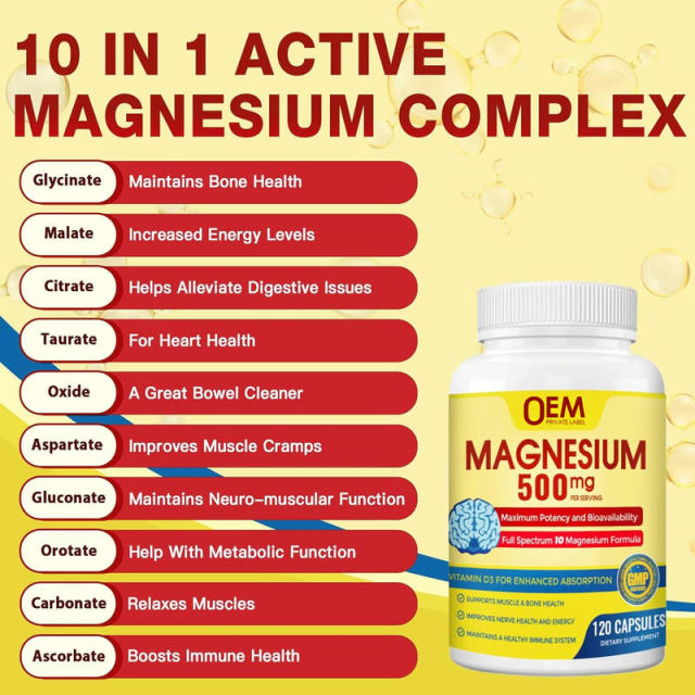 OEM Factory Full Spectrum Magnesium Complex 500mg Per Serving 10 Magnesium Forms Glycinate Malate Citrate Taurate Oxide Aspartate Gluconate Orotate Carbonate Ascorbate With Vitamin D3 Zinc B6 Manganese 120 Capsules,MY SHOP,OEM Factory Full Spectrum Magnesium Complex 500mg Per Serving 10 Magnesium Forms Glycinate Malate Citrate Taurate Oxide Aspartate Gluconate Orotate Carbonate Ascorbate With Vitamin D3 Zinc B6 Manganese 120 Capsules