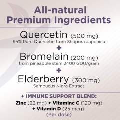 OEM Factory Quercetin Capsules 500mg With Bromelain 200mg Elderberry 300mg Vitamin C 120mg D3 25mcg Zinc 22mg Advanced Allergy Immune Complex Supports Healthy Seasonal Immune Function 120 Veggie Capsules,MY SHOP,OEM Factory Quercetin Capsules 500mg With Bromelain 200mg Elderberry 300mg Vitamin C 120mg D3 25mcg Zinc 22mg Advanced Allergy Immune Complex Supports Healthy Seasonal Immune Function 120 Veggie Capsules