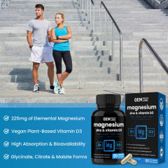 OEM Factory Magnesium Zinc Vitamin D3 Capsules 225mg Elemental Magnesium 8mg Zinc 25mcg Vegan D3 3-in-1 Formula High Absorption Citrate Malate Glycinate Supports Heart Muscle Bone Nerve Immune Brain Health 120 Vegan Capsules,MY SHOP,OEM Factory Magnesium Zinc Vitamin D3 Capsules 225mg Elemental Magnesium 8mg Zinc 25mcg Vegan D3 3-in-1 Formula High Absorption Citrate Malate Glycinate Supports Heart Muscle Bone Nerve Immune Brain Health 120 Vegan Capsules