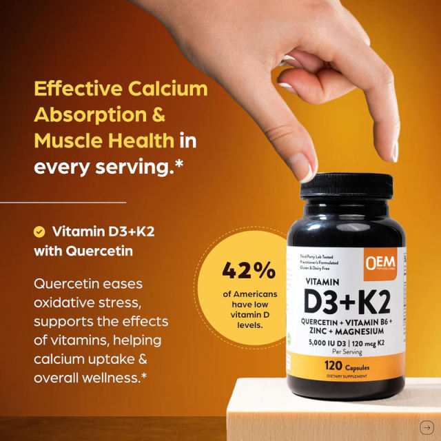 Wholesale OEM Vitamin D3 K2 Complex 5000IU D3 120mcg K2 Quercetin B6 Zinc Magnesium Practitioner Formulated Third Party Lab Tested Gluten Dairy Free Supports Immune Bone Cardiovascular Health 120 Capsules,MY SHOP,Wholesale OEM Vitamin D3 K2 Complex 5000IU D3 120mcg K2 Quercetin B6 Zinc Magnesium Practitioner Formulated Third Party Lab Tested Gluten Dairy Free Supports Immune Bone Cardiovascular Health 120 Capsules