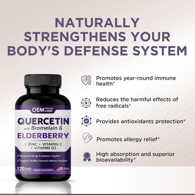 OEM Factory Quercetin Capsules 500mg With Bromelain 200mg Elderberry 300mg Vitamin C 120mg D3 25mcg Zinc 22mg Advanced Allergy Immune Complex Supports Healthy Seasonal Immune Function 120 Veggie Capsules,MY SHOP,OEM Factory Quercetin Capsules 500mg With Bromelain 200mg Elderberry 300mg Vitamin C 120mg D3 25mcg Zinc 22mg Advanced Allergy Immune Complex Supports Healthy Seasonal Immune Function 120 Veggie Capsules