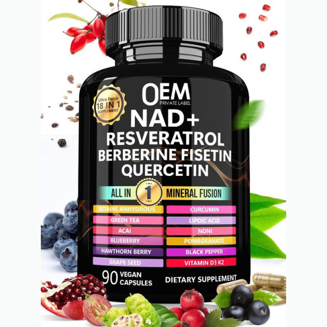 One-Stop OEM Service NAD+ Resveratrol Longevity Formula 18-in-1 with Liposomal NAD+ Trans-Resveratrol Berberine Fisetin Quercetin Betaine Grape Seed Green Tea Lipoic Acid Acai Noni Blueberry Pomegranate Hawthorn Vitamin D3 K2 90 Capsules,MY SHOP,One-Stop OEM Service NAD+ Resveratrol Longevity Formula 18-in-1 with Liposomal NAD+ Trans-Resveratrol Berberine Fisetin Quercetin Betaine Grape Seed Green Tea Lipoic Acid Acai Noni Blueberry Pomegranate Hawthorn Vitamin D3 K2 90 Capsules