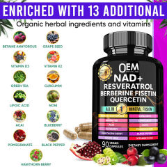 One-Stop OEM Service NAD+ Resveratrol Longevity Formula 18-in-1 with Liposomal NAD+ Trans-Resveratrol Berberine Fisetin Quercetin Betaine Grape Seed Green Tea Lipoic Acid Acai Noni Blueberry Pomegranate Hawthorn Vitamin D3 K2 90 Capsules,MY SHOP,One-Stop OEM Service NAD+ Resveratrol Longevity Formula 18-in-1 with Liposomal NAD+ Trans-Resveratrol Berberine Fisetin Quercetin Betaine Grape Seed Green Tea Lipoic Acid Acai Noni Blueberry Pomegranate Hawthorn Vitamin D3 K2 90 Capsules