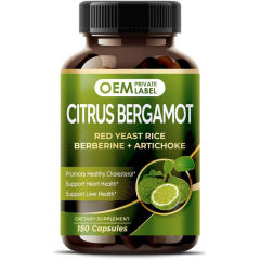 OEM Factory Private Label Citrus Bergamot Capsules With Red Yeast Rice Berberine Artichoke Niacin Odorless Garlic Psyllium Fenugreek Hibiscus Black Pepper Promote Healthy Cholesterol Heart Health Liver Support 150 Capsules,MY SHOP,OEM Factory Private Label Citrus Bergamot Capsules With Red Yeast Rice Berberine Artichoke Niacin Odorless Garlic Psyllium Fenugreek Hibiscus Black Pepper Promote Healthy Cholesterol Heart Health Liver Support 150 Capsules