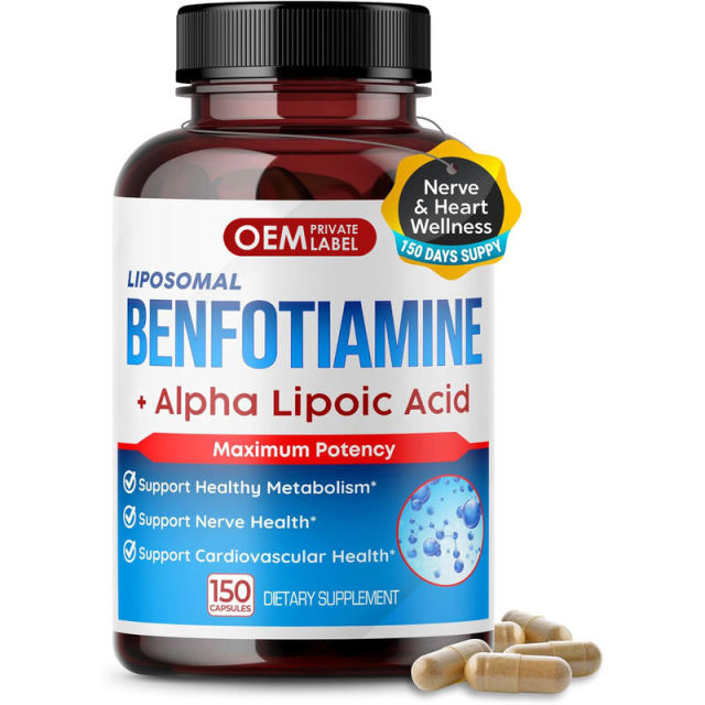 OEM Factory Private Label Liposomal Benfotiamine Capsules With Alpha Lipoic Acid Fat-Soluble Vitamin B1 Supports Nerve Health Healthy Metabolism Cardiovascular Health Cellular Protection 150 Capsules,MY SHOP,OEM Factory Private Label Liposomal Benfotiamine Capsules With Alpha Lipoic Acid Fat-Soluble Vitamin B1 Supports Nerve Health Healthy Metabolism Cardiovascular Health Cellular Protection 150 Capsules