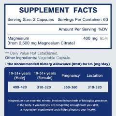 OEM Factory Private Label Magnesium Citrate Capsules 400mg Elemental Magnesium From 2,500mg Magnesium Citrate High Absorption Bioavailability Energy Production Bone Nerve Muscle Support Digestion Regularity 120 Veggie Capsules,MY SHOP,OEM Factory Private Label Magnesium Citrate Capsules 400mg Elemental Magnesium From 2,500mg Magnesium Citrate High Absorption Bioavailability Energy Production Bone Nerve Muscle Support Digestion Regularity 120 Veggie Capsules