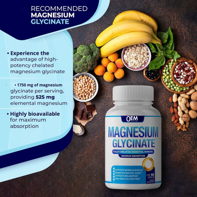 OEM Factory Private Label Magnesium Glycinate Capsules 1750mg Per Serving 525mg Elemental Magnesium Chelated for Maximum Absorption Supports Bones Muscle Restful Sleep Relaxation Nerve Function Non-GMO Gluten Free 90 Capsules,MY SHOP,OEM Factory Private Label Magnesium Glycinate Capsules 1750mg Per Serving 525mg Elemental Magnesium Chelated for Maximum Absorption Supports Bones Muscle Restful Sleep Relaxation Nerve Function Non-GMO Gluten Free 90 Capsules
