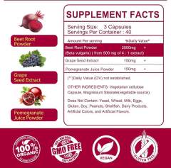 OEM Factory Private Label Beet Root Capsules 2000mg Per Serving 4:1 Concentrated Extract Equivalent to 8000mg Fresh Beet Plus Grape Seed Extract 150mg Pomegranate Juice Powder 150mg Nitric Oxide Support Vegan 120 Capsules,MY SHOP,OEM Factory Private Label Beet Root Capsules 2000mg Per Serving 4:1 Concentrated Extract Equivalent to 8000mg Fresh Beet Plus Grape Seed Extract 150mg Pomegranate Juice Powder 150mg Nitric Oxide Support Vegan 120 Capsules