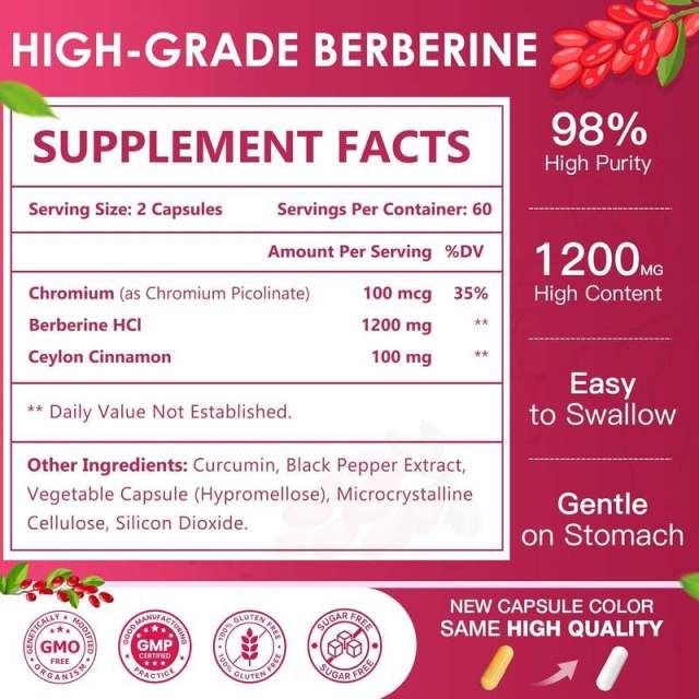 OEM Factory Private Label Berberine HCI Capsules 1200mg Per Serving With Ceylon Cinnamon 100mg Chromium Picolinate 100mcg Curcumin Black Pepper 98% High Purity Supports Gastrointestinal Function Immune System Antioxidant Activity 120 Capsules,MY SHOP,OEM Factory Private Label Berberine HCI Capsules 1200mg Per Serving With Ceylon Cinnamon 100mg Chromium Picolinate 100mcg Curcumin Black Pepper 98% High Purity Supports Gastrointestinal Function Immune System Antioxidant Activity 120 Capsules
